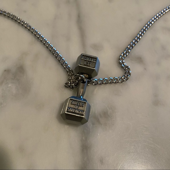 “Shields of Strength” dumbbell necklace - Picture 3 of 4